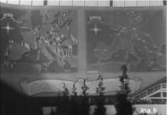 Capture d'écran. Reportage de propagande datant du 6 juin 1941, relatant l'inauguration à Paris de la première exposition de la France européenne au Grand Palais.