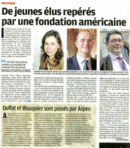 Institut Aspen, Le Parisien, 22 octobre 2011. Laurent Wauquiez, Cécile Duflot, ...
