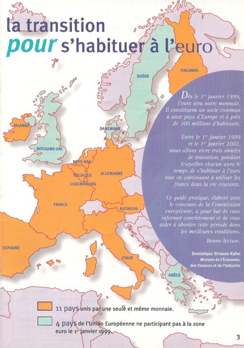Édito de Dominique Strauss-Kahn dans le Guide pratique de l'euro pour la période de transition 1999/2002