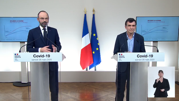 Édouard Philippe et Arnaud Fontanet, 28 mars 2020